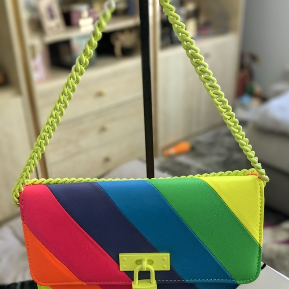 Kurt Geiger London Colorful Striped Women's Crossbody Bag 9.5 X 6.5 - Picture 1 of 12